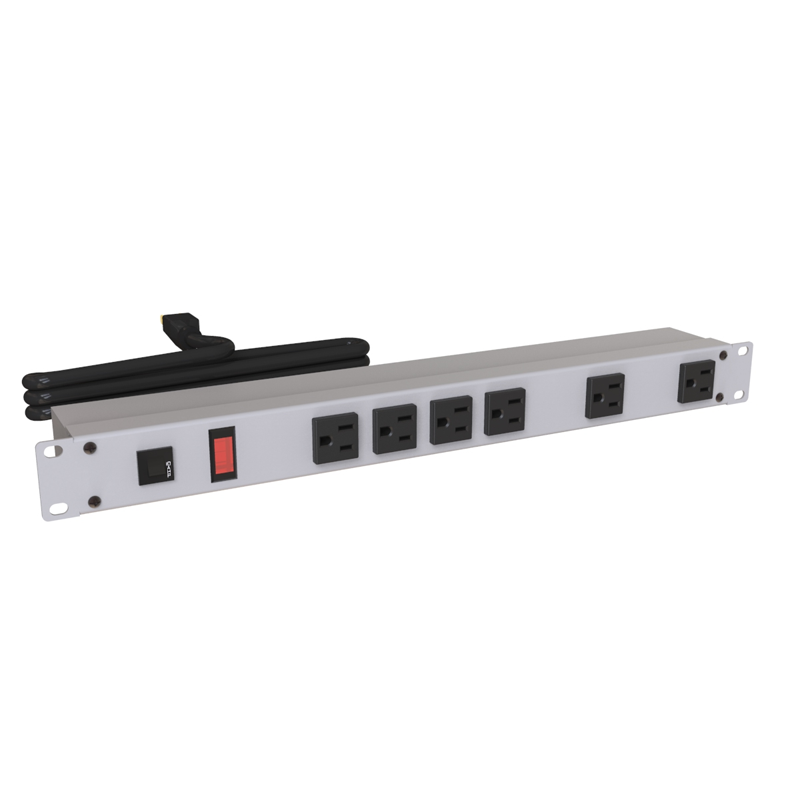 Hammond 1582 PDU (1P) 15A/125V FO (6) 5-15R P/5-15P 15ft  GY