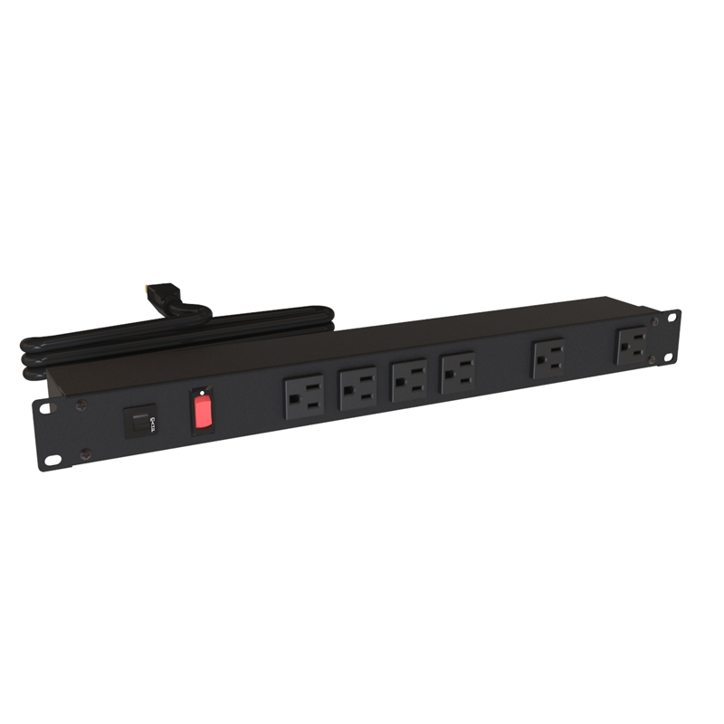 Hammond 1582 PDU (1P) 15A/125V w/Switch FO (6) 5-15R P/L5-15P 6ft BK