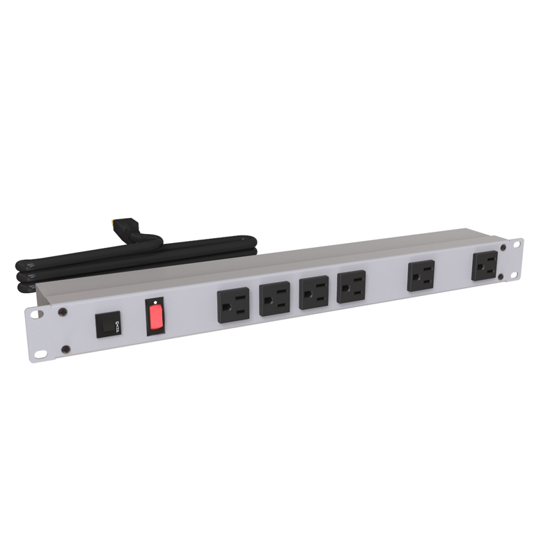 Hammond 1582 PDU (1P) 15A/125V w/Switch FO (6) 5-15R P/L5-15P 6ft  GY