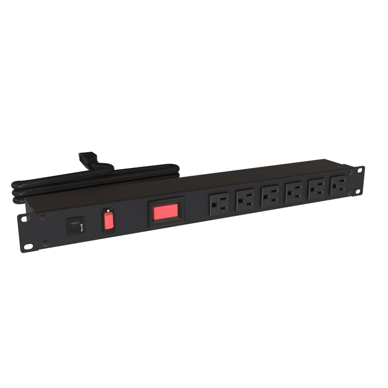 Hammond 1582 PDU (1P) 15A/125V w/Switch Metered FO (6) 5-15R P/5-15P 6ft BK