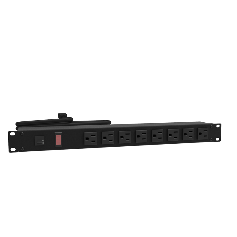 Hammond 1582 PDU (1P) 15A/125V FO (8) 5-15R P/L5-15P 15ft BK