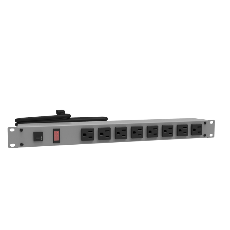 Hammond 1582 PDU (1P) 15A/125V w/Switch FO (8) 5-15R P/5-15P 6ft  GY