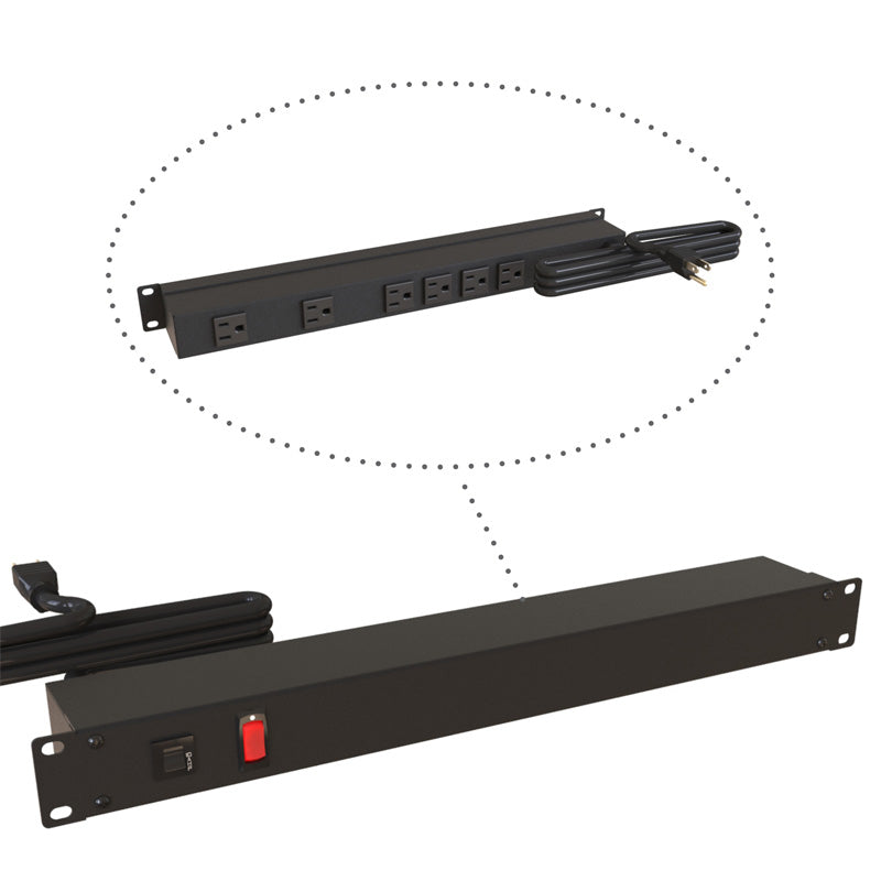 Hammond 1583 PDU 15A/125V (1P) I/Switch RO(6)5-15R P(5-15P) 15 ft BK