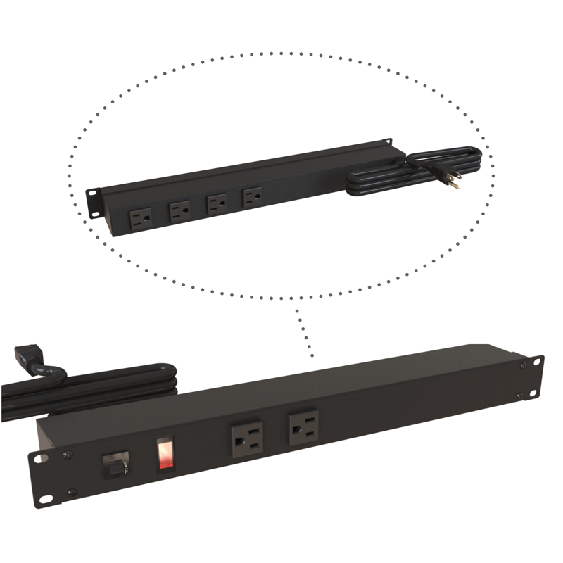 Hammond 1583 PDU 15A/125V (1P) I/Switch FO(2) RO(4) O(5-15R)P/L5-15P 6 ft BK