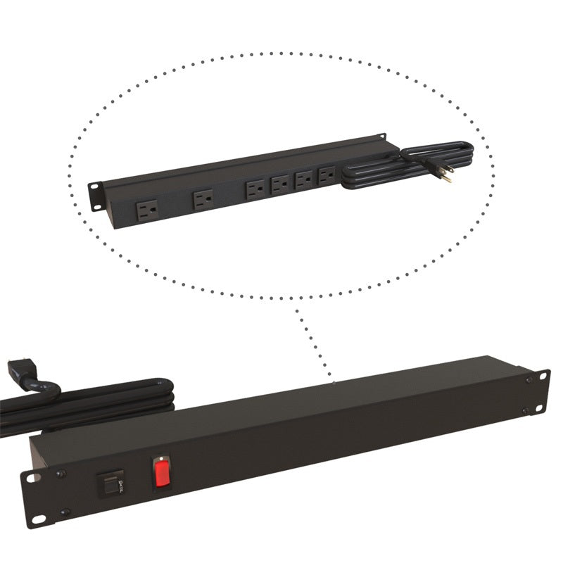 Hammond 1583 PDU 15A/125V (1P) Switch RO(6)5-15R P(L5-15P) 15 ft BK