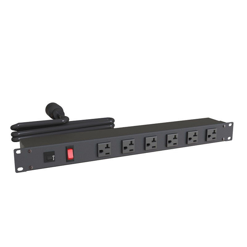 Hammond 1589-RF-RR PDU (1P) 20A/125V w/Switch /Metered OF(6) 5-20R (P)5-20P 6ft