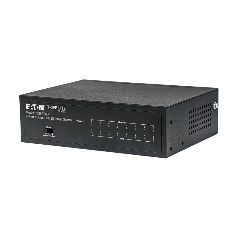 Tripp Lite series 8-Port 10/100/1000 Mbps Desktop Gigabit Ethernet Unmanaged Switch with PoE+