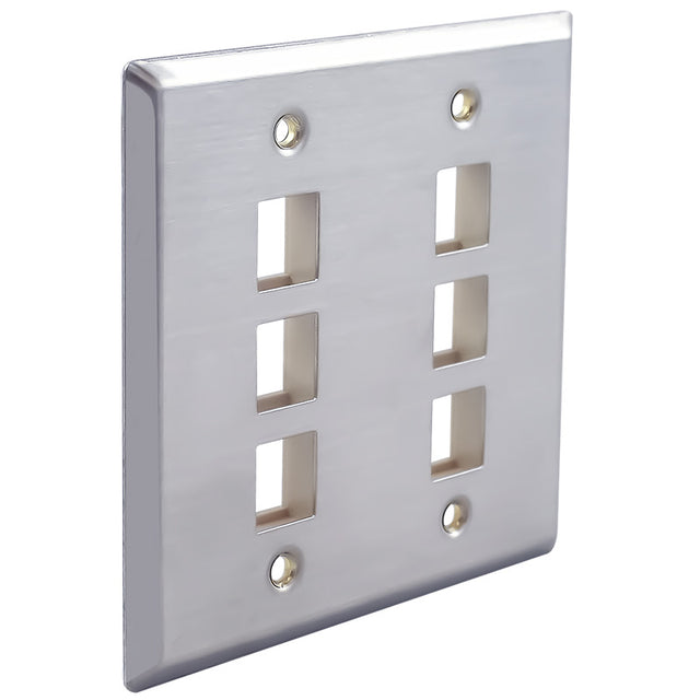 stainless steel single‐gang and double‐ gang faceplates