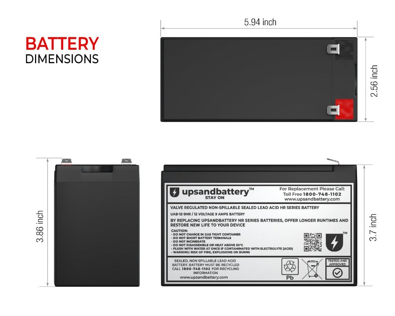 Battery (UPS Rated) - Sealed Lead Acid 12V  9AH