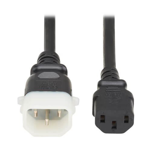Tripp Lite PDU Power Cord, C13 to P-Lock C14 10A, 250V, 18 AWG, 2ft Black