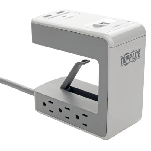 Tripp Lite Surge Protector 6-Outlet 1080Joules 2 USB-A Desk Clamp