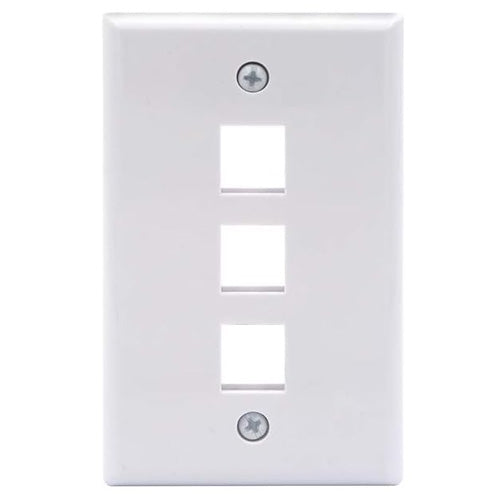 Primewired Wall Plate for Keystone White, 3 Port