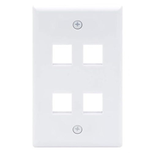 Primewired Wall Plate for Keystone White, 4 Port