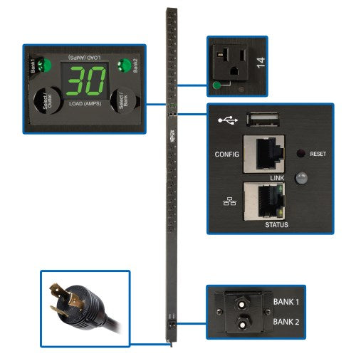 Tripp Lite PDU Monitored  2.9kW LX Platform, 24 5-15/20R Outlets (120V), L5-30P