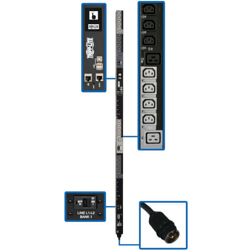 Tripp Lite PDU Switched (3P) 10kW 24A 200-240V 5' L21-30P /(24)C13 (6) 19 -70"H