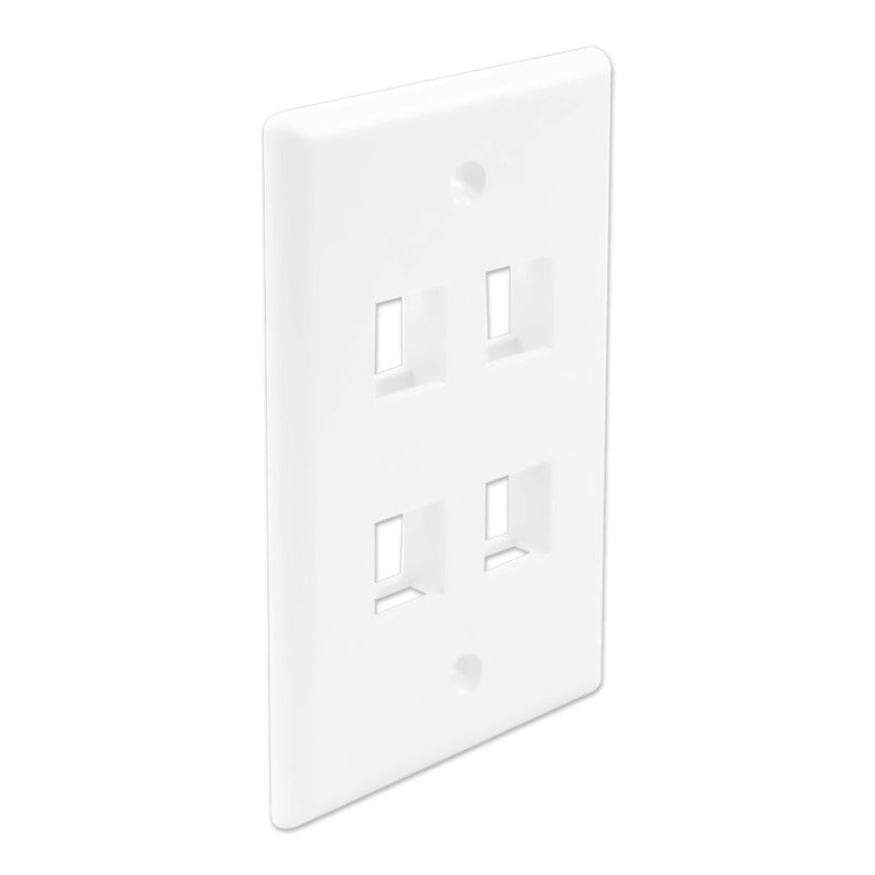 Wavenet- FacePlate Keystone, Single Gang White 4-Port