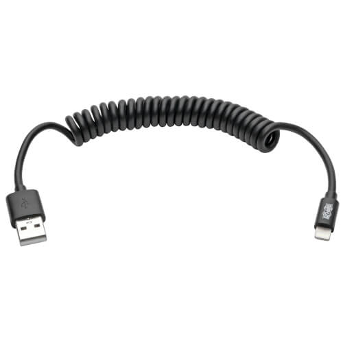 Tripp Lite USB-A to Lightning Sync/Charge Coiled Cable, MFi Certified Black, 4ft
