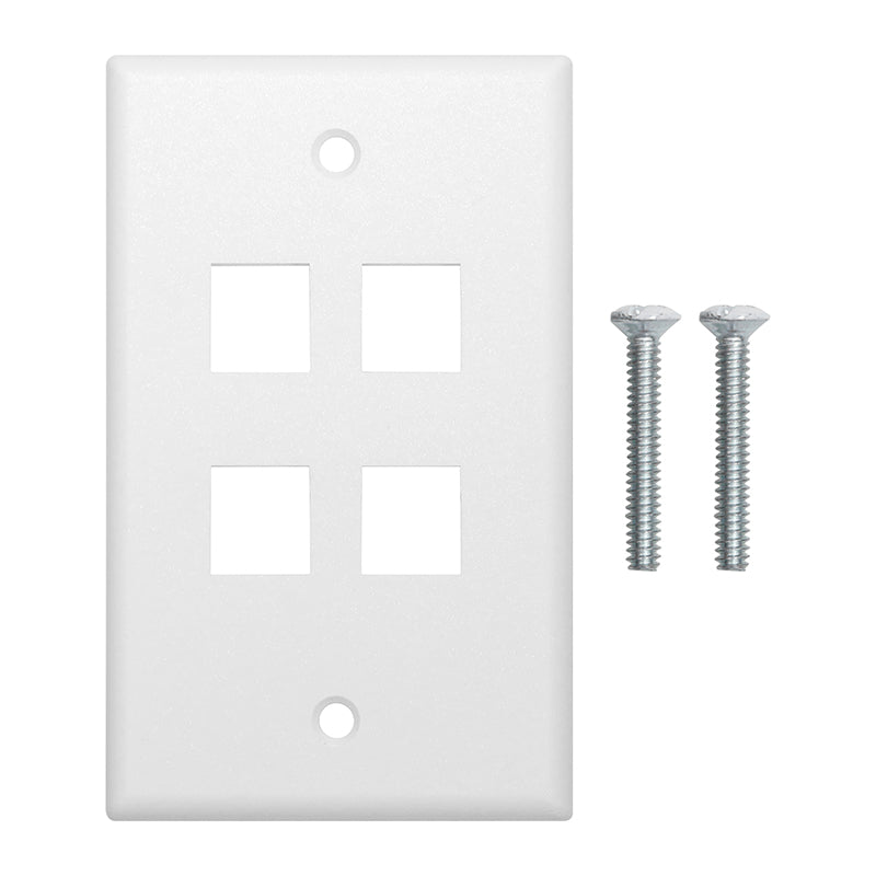 Primewired Wall Plate for Keystone - Matte White, 4 Port