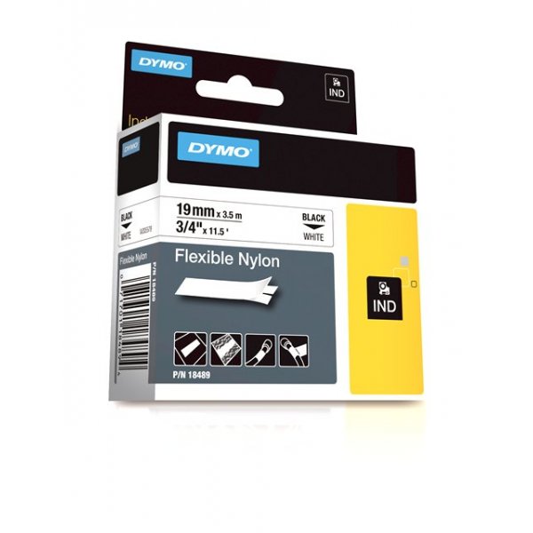 Rhino DYMO 1000 Printer - Labels  3/4&quot; width White Flex Nylon