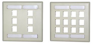 Signamax Keystone Double-Gang Faceplate 12-Port with Labeling, Light Ivory