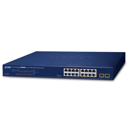 Planet Switch 16-Port 10/100/1000T 802.3at PoE + 2-Port 1000X SFP Gigabit 240W