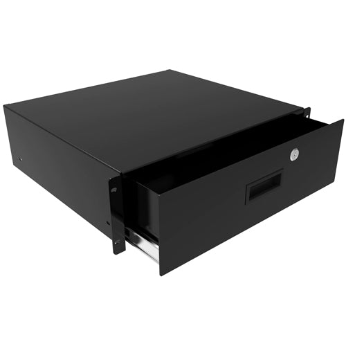 Hammond, RDRW Series, Rack Mount Locking Storage Drawer, 4U, 12&quot;slide, Black