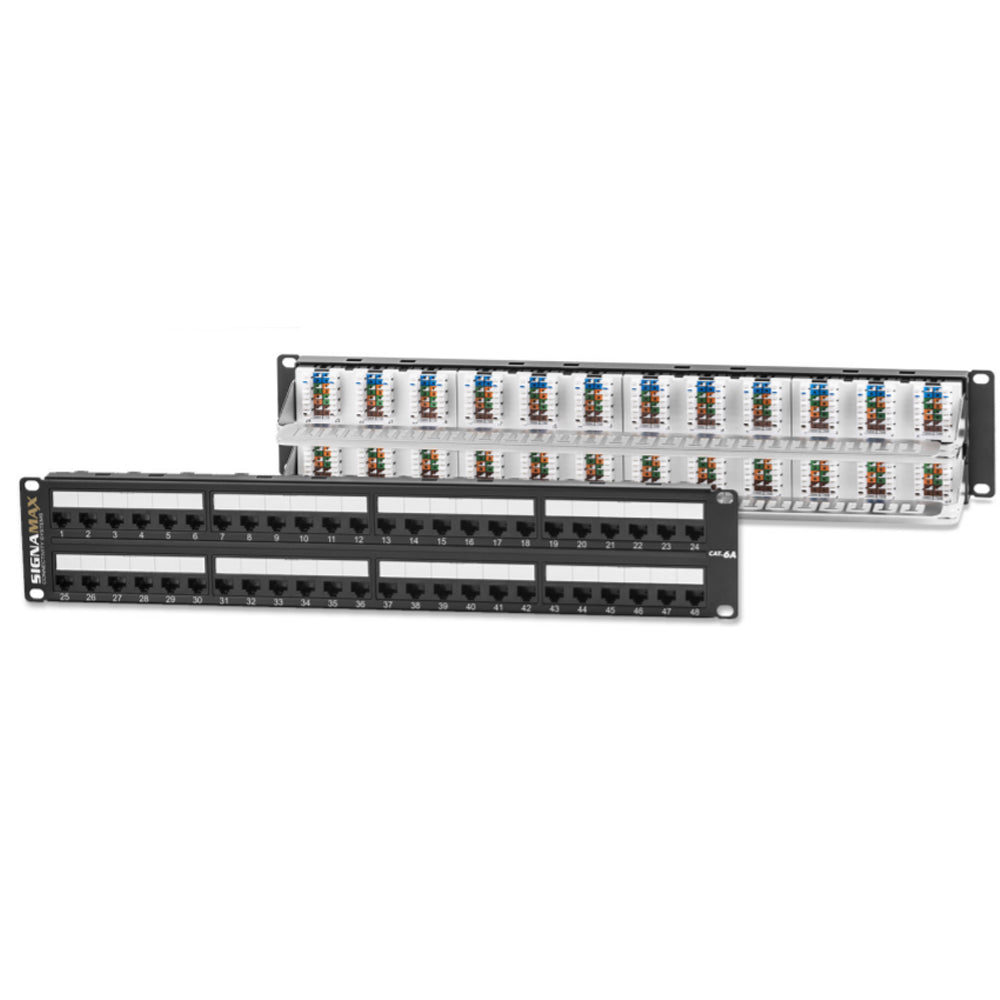 Signamax Patch Panel, MD Series, C6A, 48-Port, 3.50" High