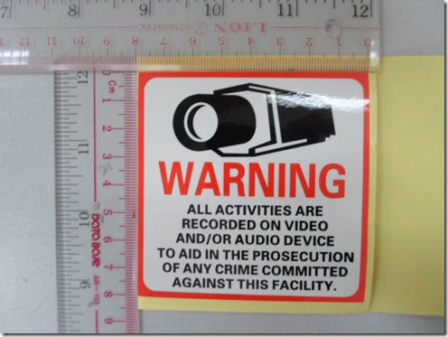 Warning Sticker, Front-sided decal, 8cm x 8cm (4pack)