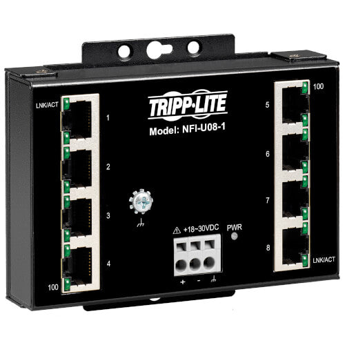 Tripp Lite Switch Industrial Unmanaged  8-Port  10/100 Mbps DIN/Wall Mount
