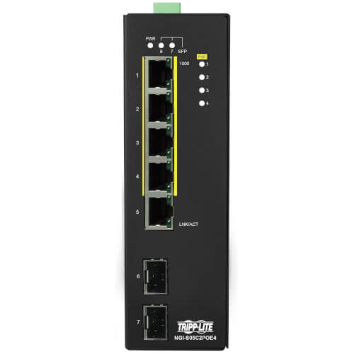 Tripp Lite Switch Industrial Managed  5-Port Lite Gigabit PoE+ 30W, 2 GbE SFP