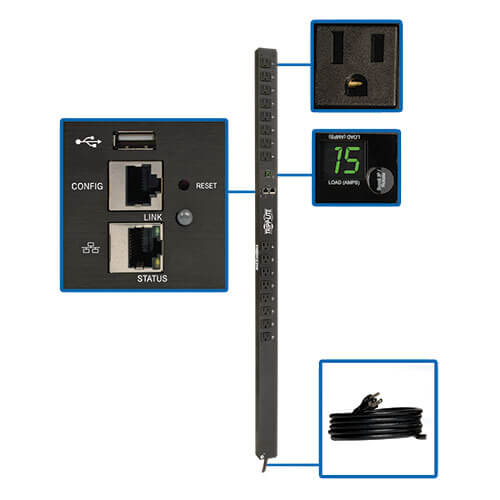 Tripp Lite PDU Monitored (1P)  1.4kW 120V 12A 5-15P 10' /(16)  5-15R 124.5"