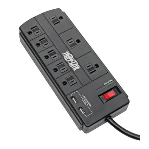 Tripp Lite Surge Protector  8-Outlet 1200Joules 8ft  Cord  2USB Ports 2.1A